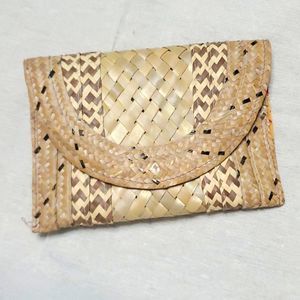 American Vintage Woven Clutch in Natural Tones